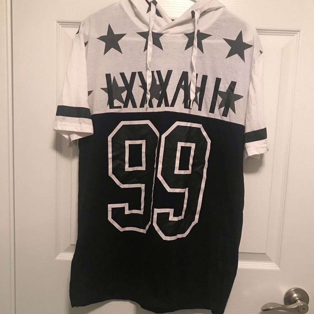 Five by Five Black and White Short Sleeve Hoodie